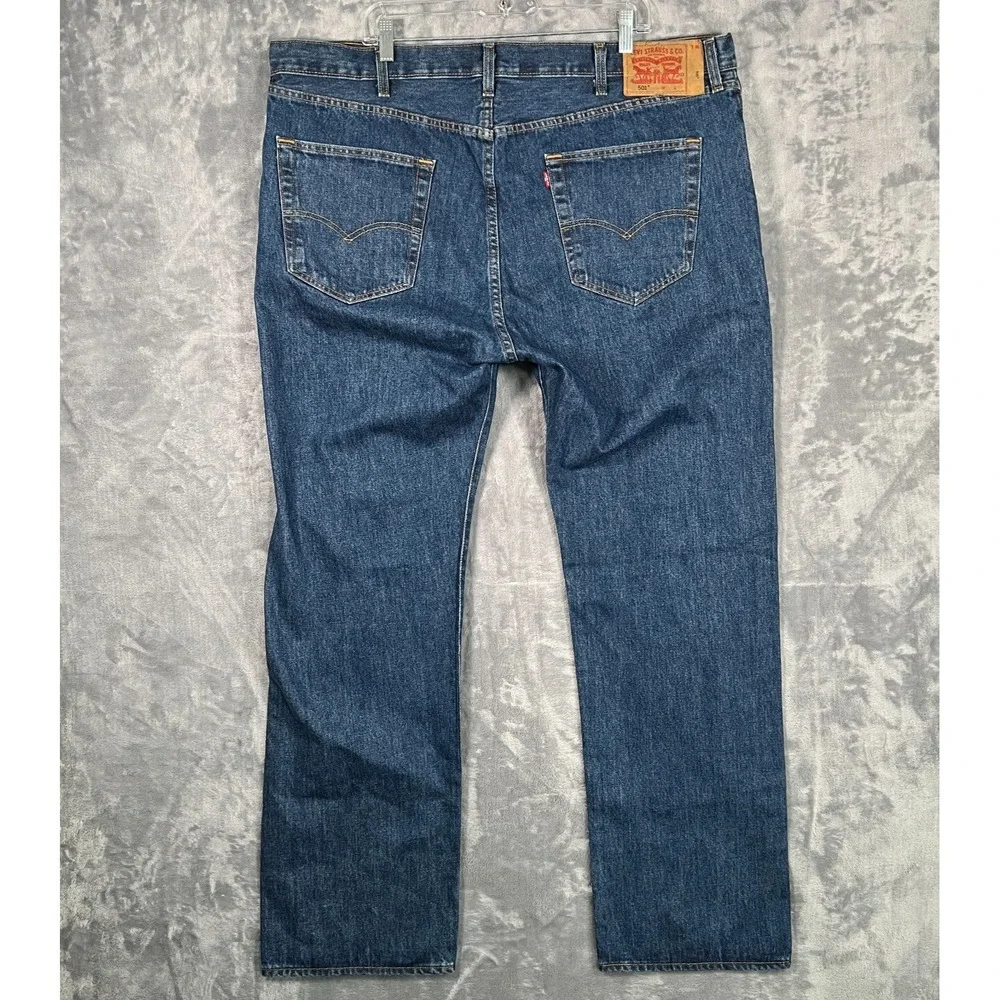 Levis 501 Jeans Mens 44x34 Big Tall Button Fly Straight Leg Blue Denim Original